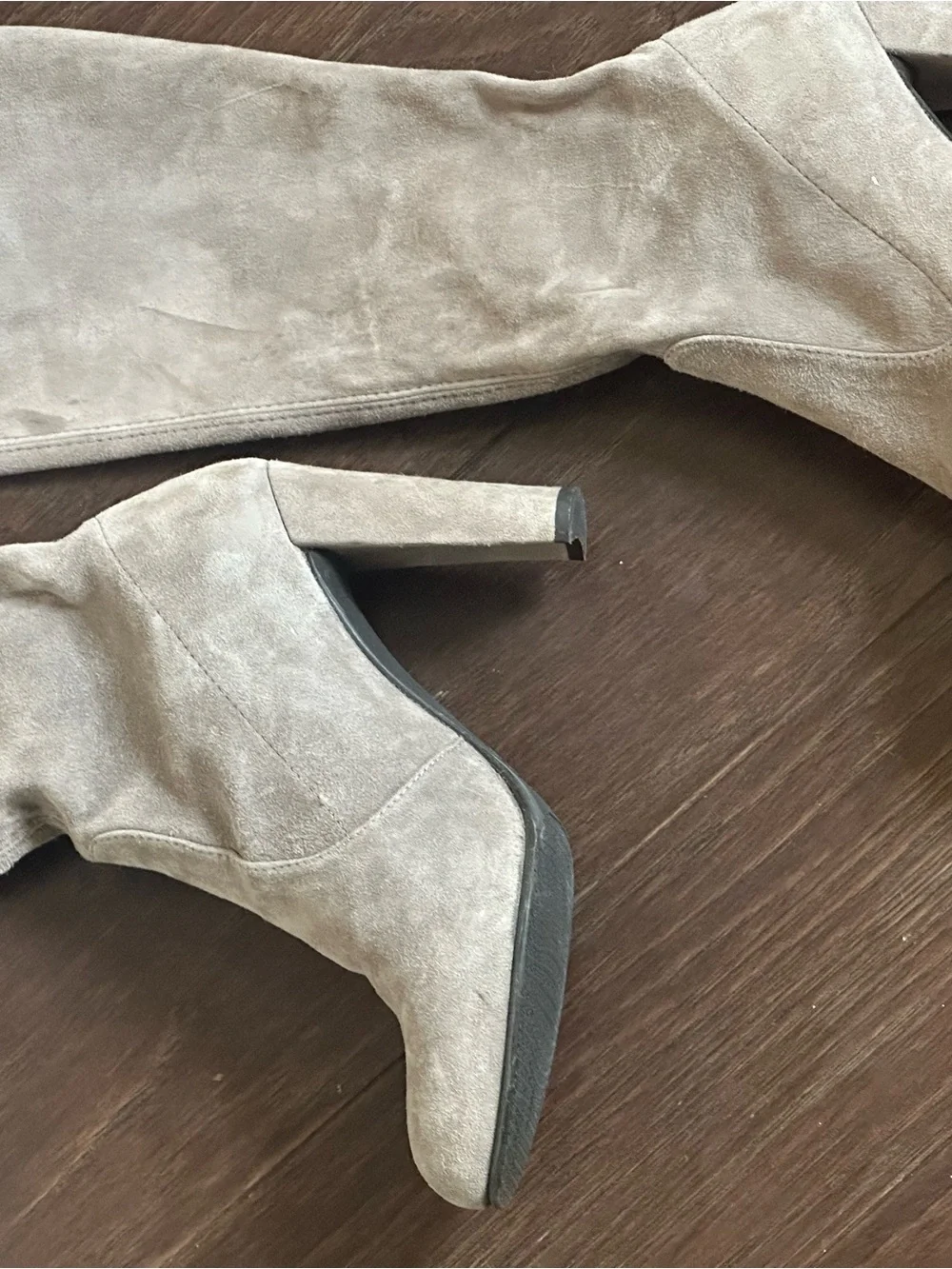 Stuart Weitzman Over-the-Knee Suede Boots in Light Gray